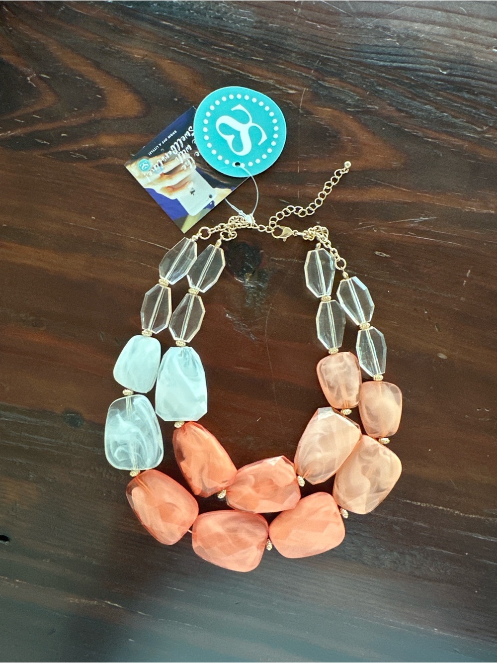 Chunky Beaded Statement Necklace – Turquoise & Coral by